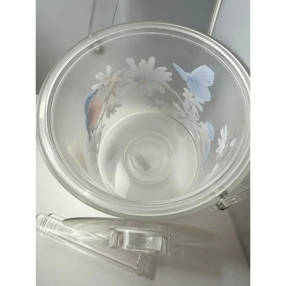 Vintage Ice Bucket Butterfly Bird Floral